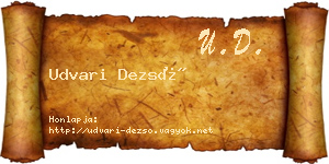 Udvari Dezső névjegykártya
